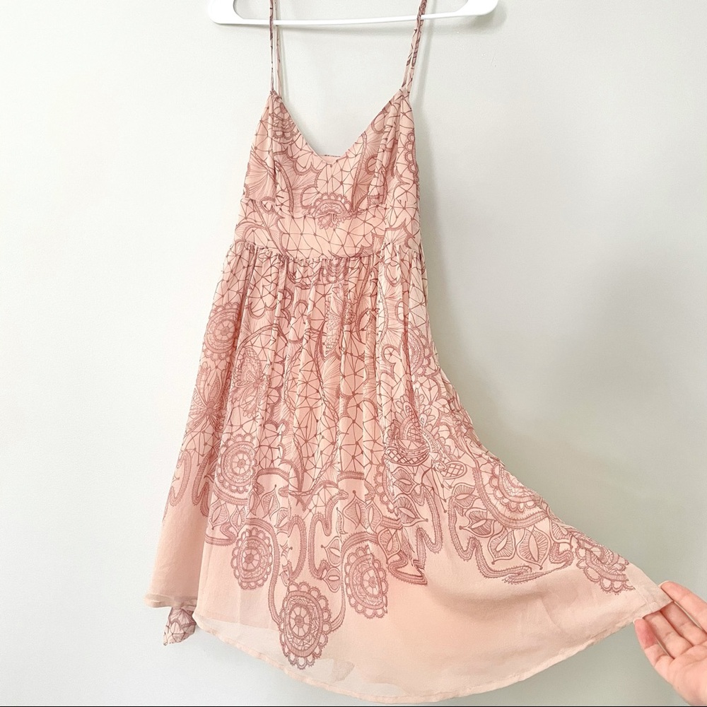 REAL SILK Pink Floral Summer Babydoll Dress